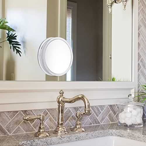 Jumbl 6” 5X Magnifying Mirror, Compact Suction Cup Makeup Mirror with 5X Magnification for Bathroom, Shower, Beauty & Skin Care, Brow Threading &