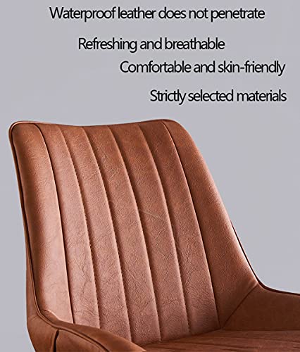 Modern PU Leather High Back Padded Soft Seat Metal Legs Office Living Room Counter Lounge Dining Chair (Color : Brown)