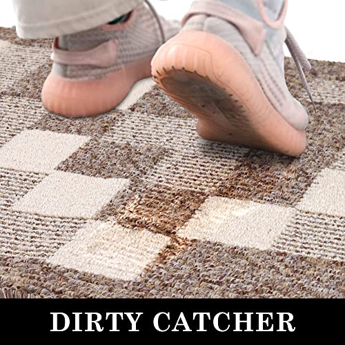 comfoyar Dirt Trapper Door Mats Indoor, Non Slip Machine Washable Entrance Rug, Super Absorbent Low Profile Floor mat for Dog Muddy Paws, Front D