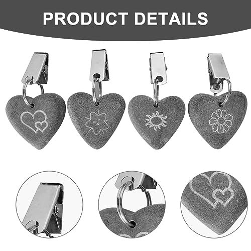 Divono 8Pcs Table Cloth Clips For Outside Table,Tablecloth Clips,Curtain Weights Pendant Heart Shape Stone With Metal Clips For Outdoor Party Pic