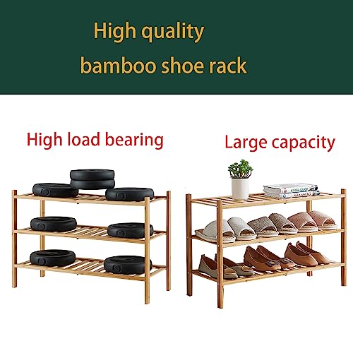 latifolia Shoe Rack, 3-Tier Bamboo shoe rack, shoe organizer for Entryway Hallway Closet, natural