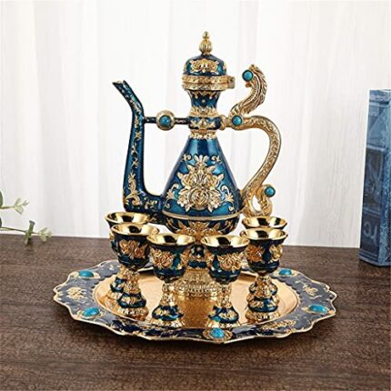 ZYZMH Wine Cabinet Ornaments Set Home European High Plate Wine Metal Liquor Cup Tray Crafts Decoration
