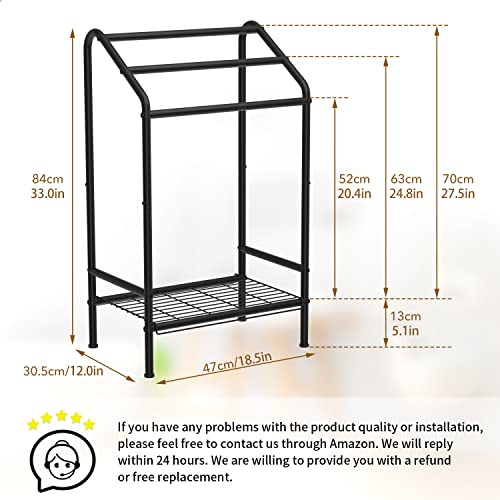Pickpiff 3 Tier Towel Rail Rack Stand with Storage Platform, Free-standing Metal Towel Drying Shelf, Washcloths Holder, Bathroom Storage Organize
