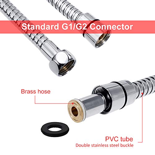 Rovtop 2M Shower Hose, Suitable for All Shower Heads, Flexible Shower Pipe, Stainless Steel Shower Hoses Chrome Plated, Universal Chrome Shower w