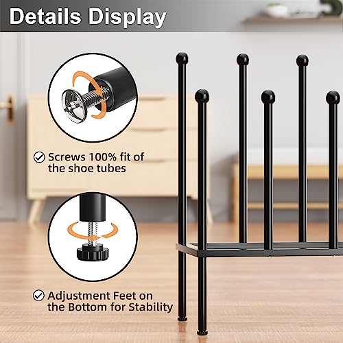 pickpiff Free Standing Shoe Racks - Black Metal Boot Rack, Shoe Organizer for Dorm Room, Closet, Entryway, Bedroom, Patio Outdoor, Hallway, Black