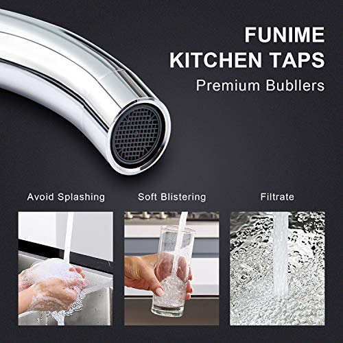 Funime Traditional Kitchen Sink Mixer Tap Elegant Ceramic Dual Lever Monobloc Swivel Spout Chrome, Classic