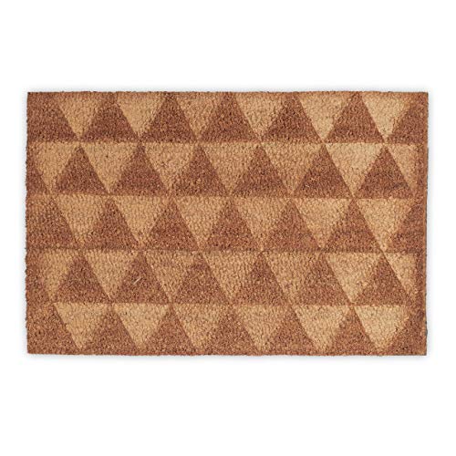 Relaxdays Triangle Coir Doormat, HxWxD: 1.5 x 60 x 40 cm, Geometric, Non-Slip, Rectangular, Coconut Fibres, Rubber, Natural Brown, 40 x 60 x 1.5