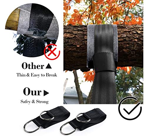Mocraft Tree Swing Hanging Straps, Outdoor Hammock Straps Adjustable, Swing Suspension Strap Kit with 304 Stainless Steel, Swivel Safety Lock, Ca