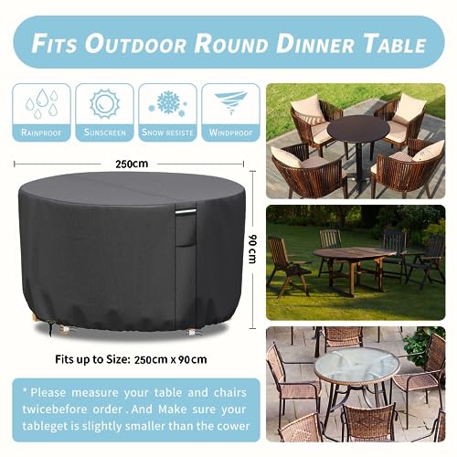 RICHIE Garden Furniture Covers Waterproof Garden Outdoor Table Cover 250x90cm, Heavy Duty 600D Oxford PVC Breathable Coating for Furniture Sets P