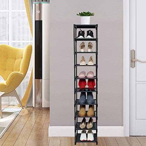 Shoe Rack 10 Tier Narrow Shoe Racks for Closets Durable Enterway Shoe Rack Organizer Shoes Rack Shoe Shelf Tall Shoe Stand Metal Shoe Rack