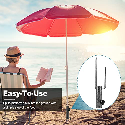 Kisbeibi Adjustable Portable Umbrella Base, Heavy Duty Ground Insert Steel Coating Umbrella Stand Outdoor Base for Big Umbrella Outdoor Park Pati