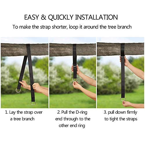 Kaxich 2pcs Tree Swing Hanging Straps, 1.5m/5ft Extra Long Straps with Safer Lock Snap Carabiner Hooks Holds 1000 kg/2200 lbs, Perfect for Tree S