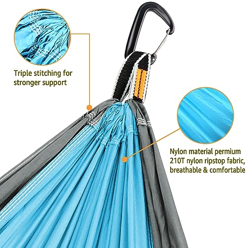 NATUREFUN Ultra-Light Travel Camping Hammock | 300kg Load Capacity,(300 x 200 cm) Breathable,Quick-drying Parachute Nylon | 2 x Premium Carabiner