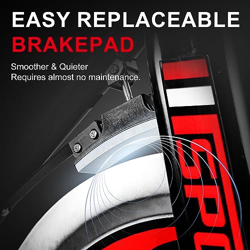 Spin Bike, Brake Pad Stationary Bike for Home, Indoor Cycling Bike with Heavy Flywheel, Comfortable Seat Cushion,Exercise Bike