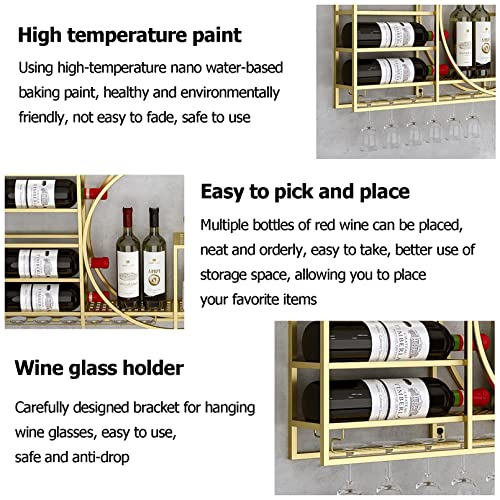 EYLINK Wine Rack Wall Mounted, Modern Wall Mounted Wine Rack, Iron Display Stand, Wall Wine Racks For Wine Bottles, Wine Holder With Shelves, Mul