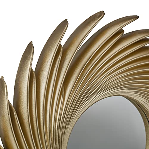 Relaxdays Set of 3 Mirrors, Round Suns, Lounge & Hallway, Decorative, Ø 25 cm, Wall Mounted, Plastic Frame, Gold, Glass
