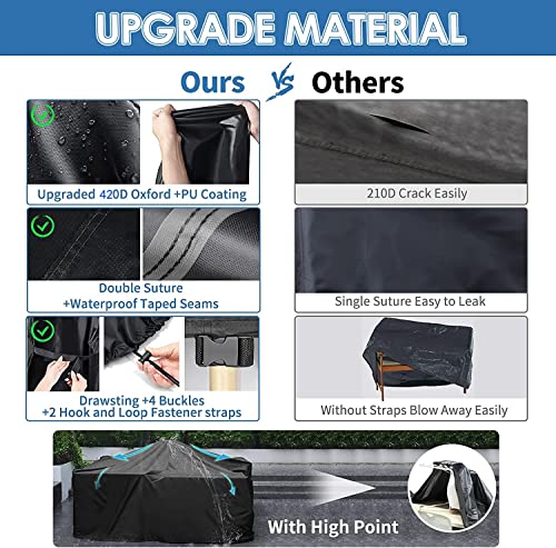 Garden Furniture Cover,170X120X74cm Garden Table Cover 420D Heavy Duty Oxford Polyester Outdoor Patio table Covers Rectangular Cover Windproof,Wa