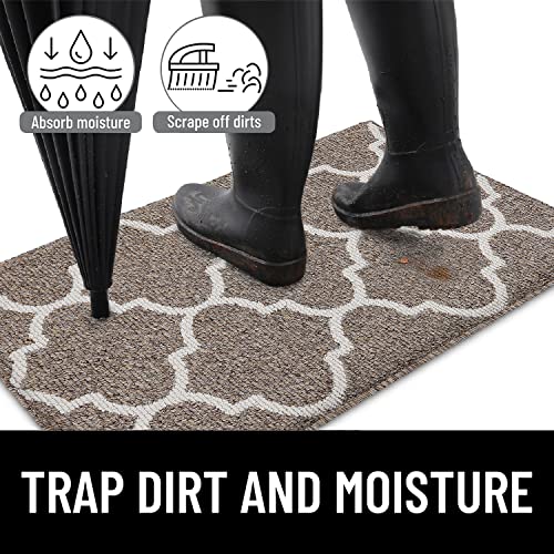 OLANLY Indoor Door Mat, 30x17, Non-Slip Absorbent Resist Dirt Entrance Mat, Washable Low-Profile Inside Floor Mat Doormats for Entryway, Brown