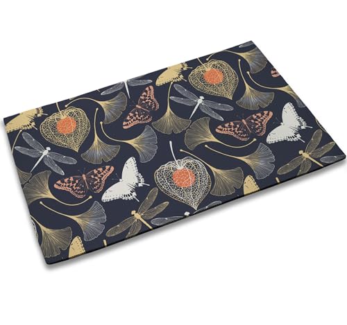 TUBAMQ Black Green Marble Door Mat,Welcome Doormat 17 x 30 Inch Decorative Home Floor Mat, Non Slip Rubber Back and Strong Water Absorption for O