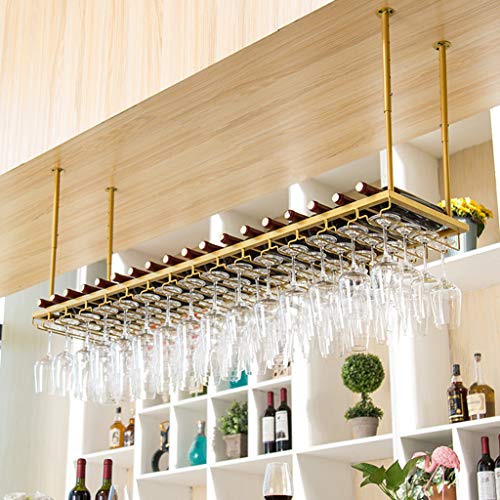 EYLINK Wine racks Home/Bar Retro Hanging with Glass Holder, Adjustable Metal Ceiling Bar Wine Glass Rack, Industrial Wall Mounted Wine and Glass