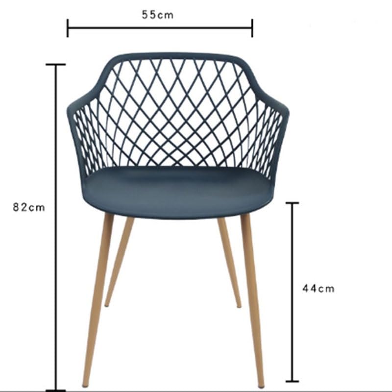 LUKEO Plastic Dining Chairs Hollow-Out Armchair Plastic Stool Creative Idea Furniture Multi-Scene (Color : Argento, Size : Light Grey)