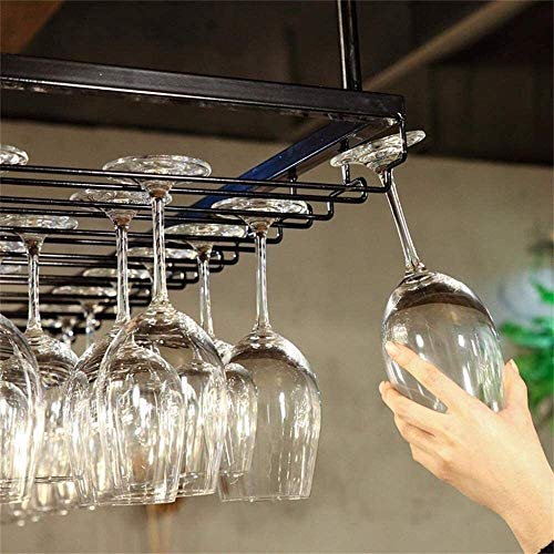 SUCHETA Hanging Wine Rack with Glass Holder and Shelf, Wine Lovers Bar Furniture& Wine Rack Ceiling Mounted Hanging Wine Bottle Holder Metal Gobl