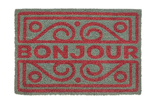 Premier Housewares Bonjour Doormat, Red/Grey, Coir, PVC, 40 x 60 x 2 cm