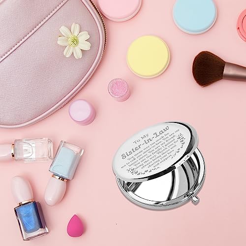 PLITI Sister In Law Compact Mirror Bonus Sister Gift Unbiological Sister Gift To My Sister In Law Inspirational Pocket Mirror (Sister-in-Law CM U