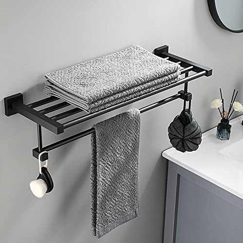 HIGOH Towel Racks,Bathroom Towel Rack Wall Mounted Towel Holder,Towel Holder Hanger,Wall Mount Free Bathroom Aluminum Shelf Folding Rack Toilet C