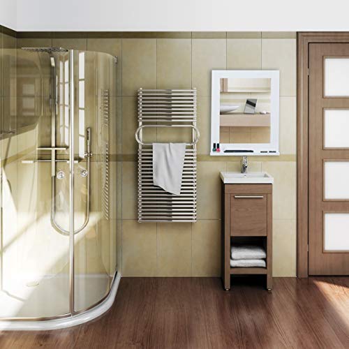 Relaxdays Wall Mirror with Shelf, Bathroom, Living Room, Hallway, Modern, MDF, Bathroom Mirror, H x W x D: 40 x 10 cm, White