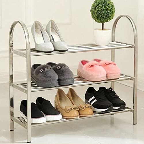 n/a 3 Tiers Shoe Rack with Handle Tower Storage Cabinet Adjustable Shoes Shelf Tower Metal Tall for Closet with Spare Parts