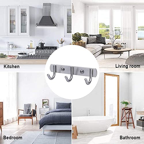 LEEJTONGQ Coat Hook Wall Mounted Coat Hooks Rack with 3 Round Hooks Coat Rack for Towel Coat Robe Hat Clothes