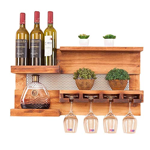 PIBM Solid Wood Wine Rack Wall-Mounted Dining Room Living Room Bar Shelf Stand High Glass Rack J1122