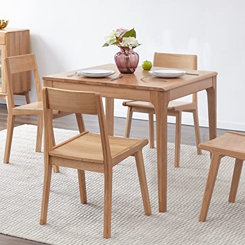 MU RONG Nordic Small Square Dining Table | 4 Person Solid Oak Dining Table | Kitchen Dining Room Table for Small Spaces (W) 35.4X(D) 35.4X(H) 29.