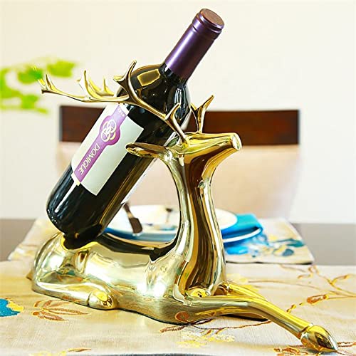 DISHENGZHEN Wine Storage Racks Wine Bottle Holder, Pure Copper Elk Single Wine Rack Creative Animal Sculpture, Wine Storage Rack for Home and Off