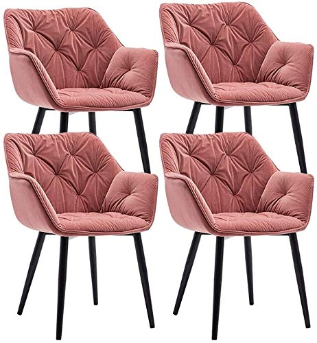 Modern Kitchen Dining Room Chairs Velvet Dining Chairs Set Of 4 Cozy Cushioned Seat Metal Non-Slip Feet Kitchen Chair Living Room Bedroom Makeup