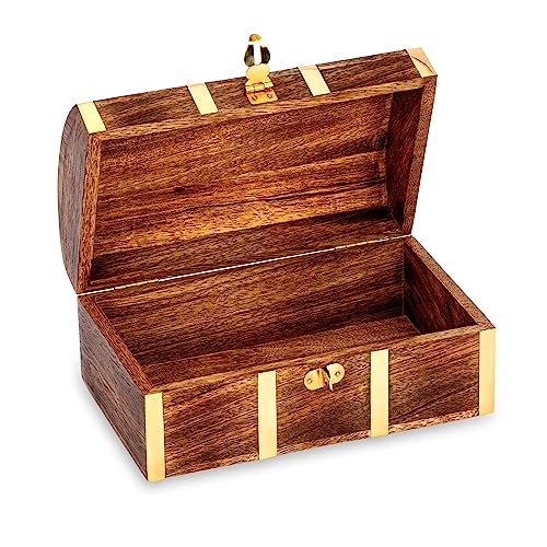 NKlaus Maritime Treasure Chest Real Wood and Brass 18.5 x 11 cm Treasure Chest Treasure Box 14622
