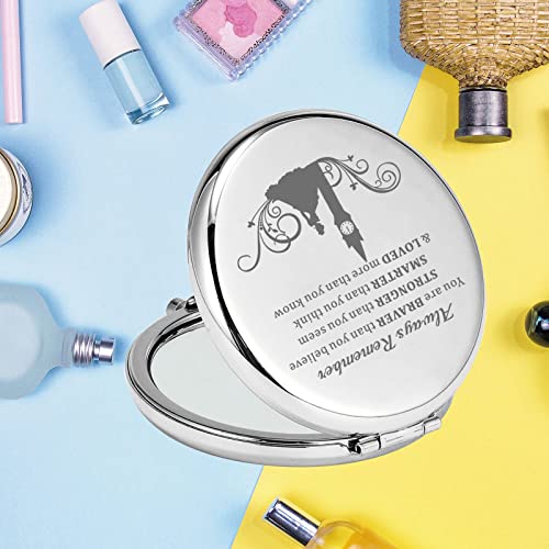 KEYCHIN Princess Cinder Ella Pocket Mirror Fairy Tale Fans Gift Always Remember You are Braver Stronger Smarter Than You Think Compact Makeup Mir