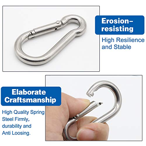 MgcTolBox 8 Sets M6 Eye Pad Plate and Metal Staple Ring Hook Heavy Duty Metal Pad Eye Plate and Carabiner Clips with 16 Screws for Hammocks, Susp