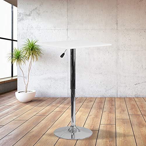 Flash Furniture 23.75SQ Wood ADJ Table, White, 23.75" Square