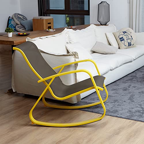 Grand patio Textilene Rocking Chair, Patio Rocker Seating, Weather Resistant, Lightweight, Relax Armchair for Indoor, Outdoor (Yellow, 1PC)