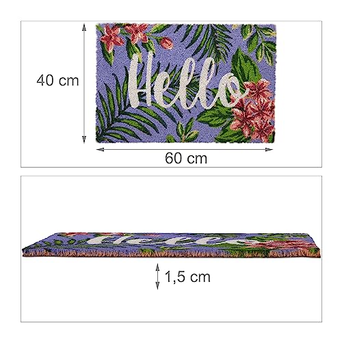 Relaxdays Coir Doormat, 80% coconut 20% plastic, Multicoloured, 40 x 60 cm