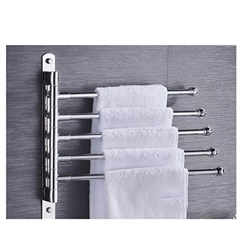 SMLJLQ Bathroom Towel Rack Rod Stainless Steel Towel Holder Wall Mounted Storage Shelf with Hook Rotatable Kitchen Towel Hanger