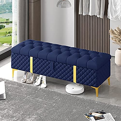 Storage Ottoman Bench,Luxurious Storage Bench End Of Bed Bench,Leather Upholstered Bench With Storage,Pink,80X40X45Cm(31X16X18Inch)