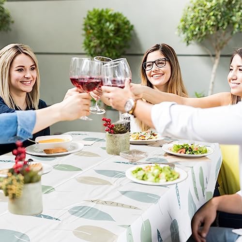 HXMJIED Rectangular Wipeable Table Cloth, 137x180cm Leaves Pattern Tablecoths PVC Wipe Clean Table Cloth Waterproof Stain-proof Square Tabletop P