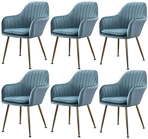 Modern Kitchen Dining Room Chairs Kitchen Dining Chair Set Of 6,with Metal Legs Velvet Seat and Backrests Kitchen Living Room Arm Sofa Chair (Col