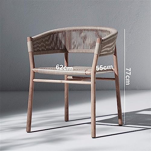 JHKZUDG Dining Chair Weave Chair, Mid-Century Solid Wood Dining Chair Armchair Hemp Seat Chair Accent Chair, for Kitchen, Dining, Living Room Sid