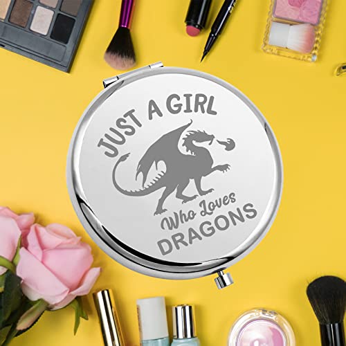 KEYCHIN Dragon Pocket Mirror Dragon Lover Gift Just A Girl Who Loves Dragons Compact Makeup Mirror for Women Girls Teenagers (Dragon-Mirror)