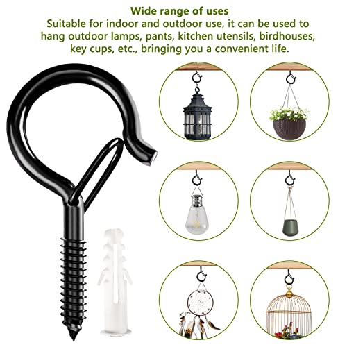 OSELEE Q-Hanger Screw Hooks Outdoor, Wall Mount Ceiling Hook, Safety Buckle Design, Used for Hanging Basket Planters, Wind Chimes, Key, String Li