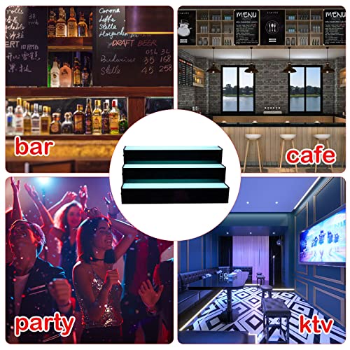 Kweetle Liquor Bottle Display Shelf,24 Inch 3-Step LED Lighted Bar Shelf,Wine Bottle Display Rack with Remote & App Control for Home, Club, Comme